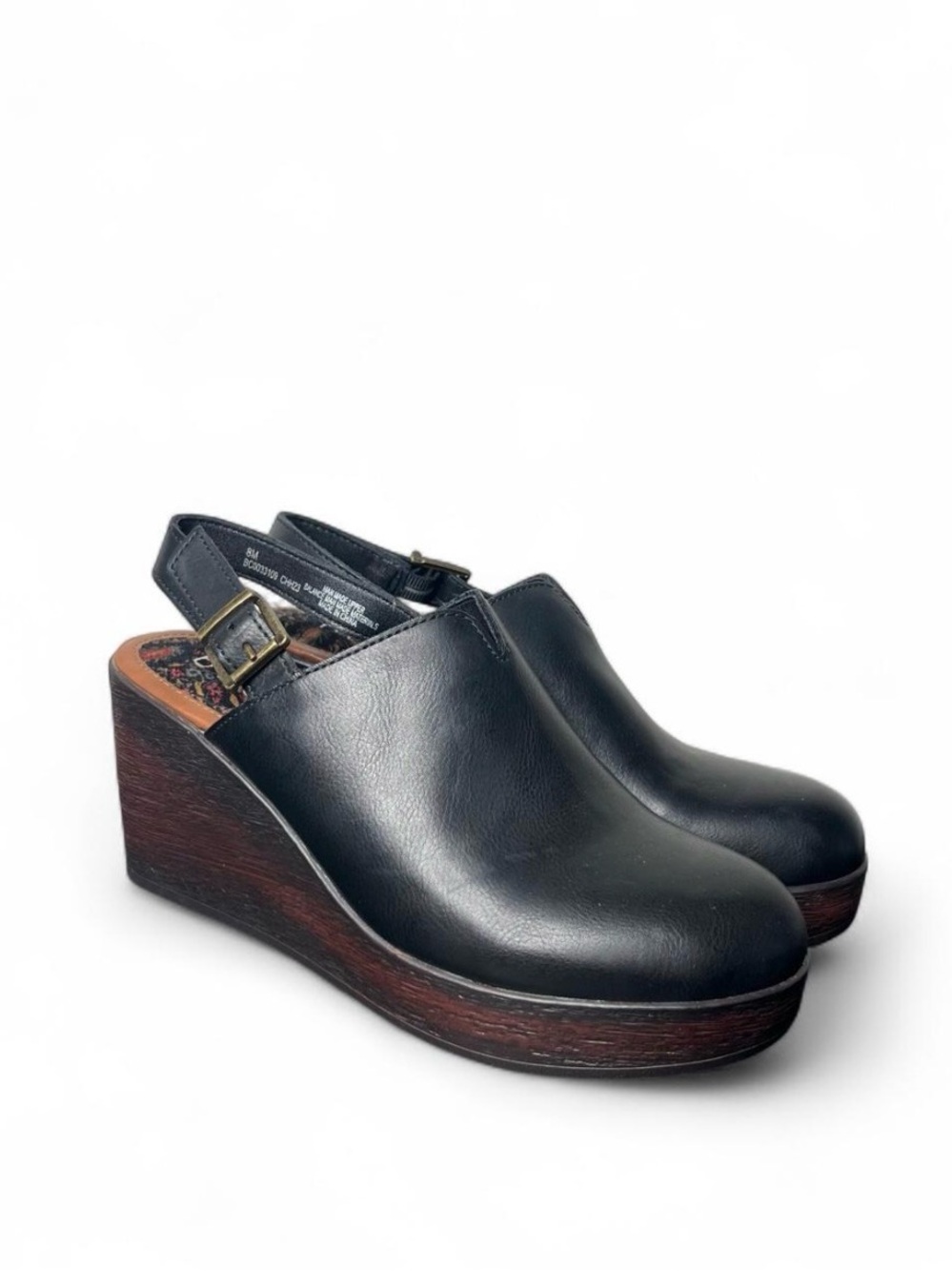 NEW BOC Born Concept Closed Toe Slingback Wedge Mule Clog in Black Size 8